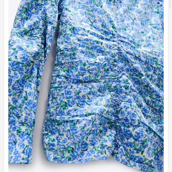 Zara women’s printed floral gathered blouse tops - Picture 4 of 16
